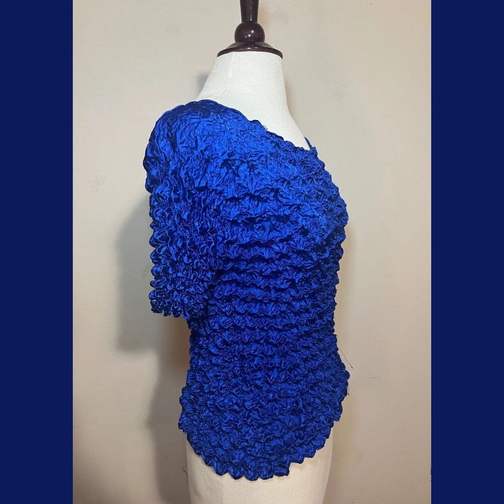 Y2K Textured Ruched Blue Top - Picture 4 of 4
